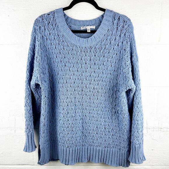 Seven7‎ Blue Knit Crochet Style Sweater (M) - Picture 1 of 9